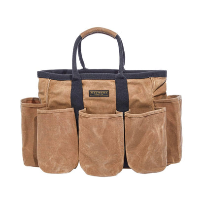 Readywares 14" Waxed Canvas Supply Bag/Garden Tool Tote/Cleaning Organizer/Mobile Bar/Versatile Storage Tote With Pockets/Utility Bag with Heavy Duty Handles