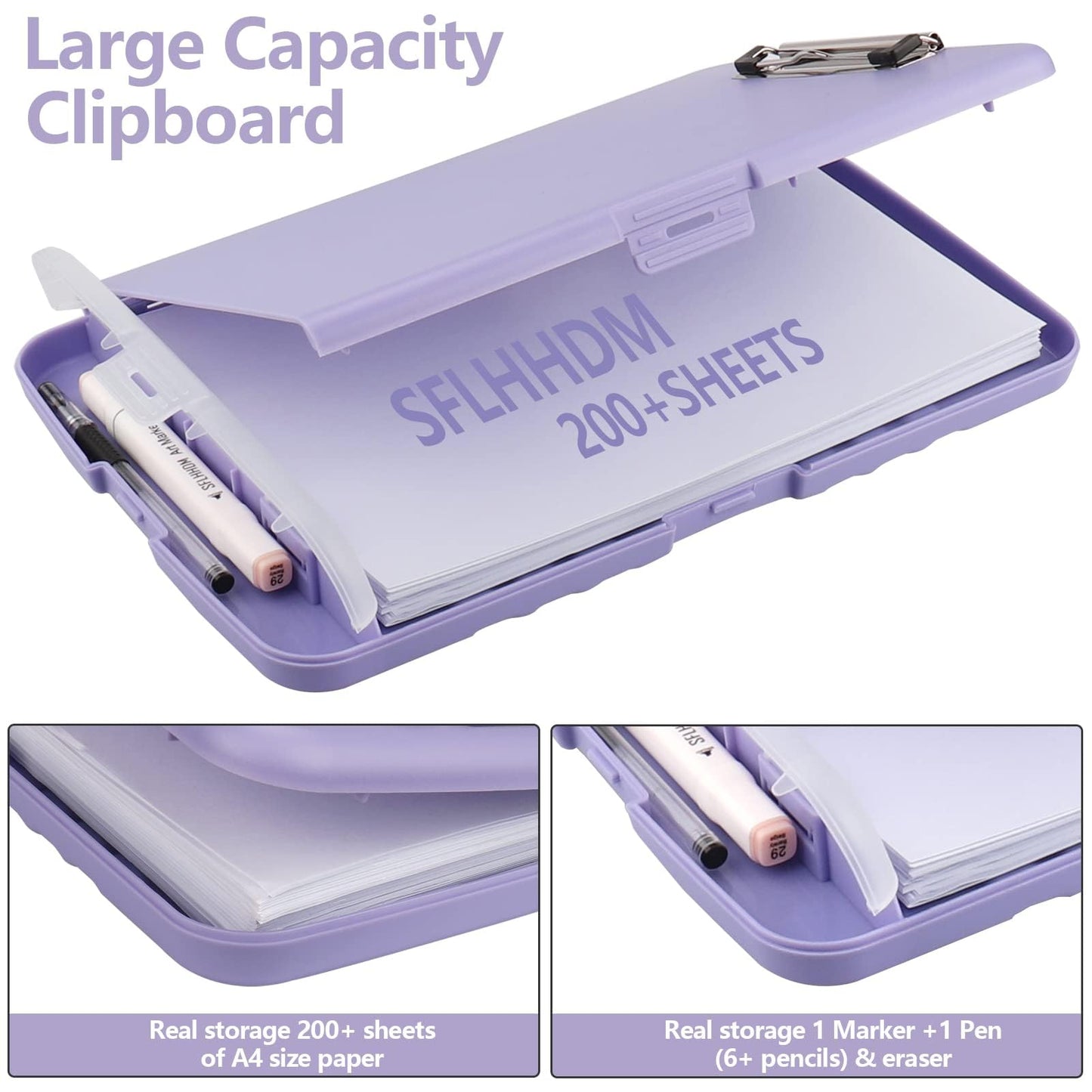 SFLHHDM Clipboard with Storage, Clip Boards 8.5x11, Plastic Clipboard with Pen Holder, Purple Clipboards, Clip Board Folder for Women Teachers Work, School & Office Supplies