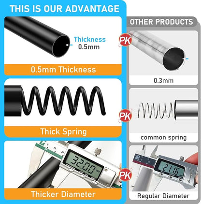 MEXAU Black Tension Curtain Rod 40-78 Inch Long Tension Rod 1.26" Spring Tension Curtain Rod Adjustable Curtain Rods No Drilling Tension Shower Rod Curtain Tension Rod for Bathroom Windows Doorways