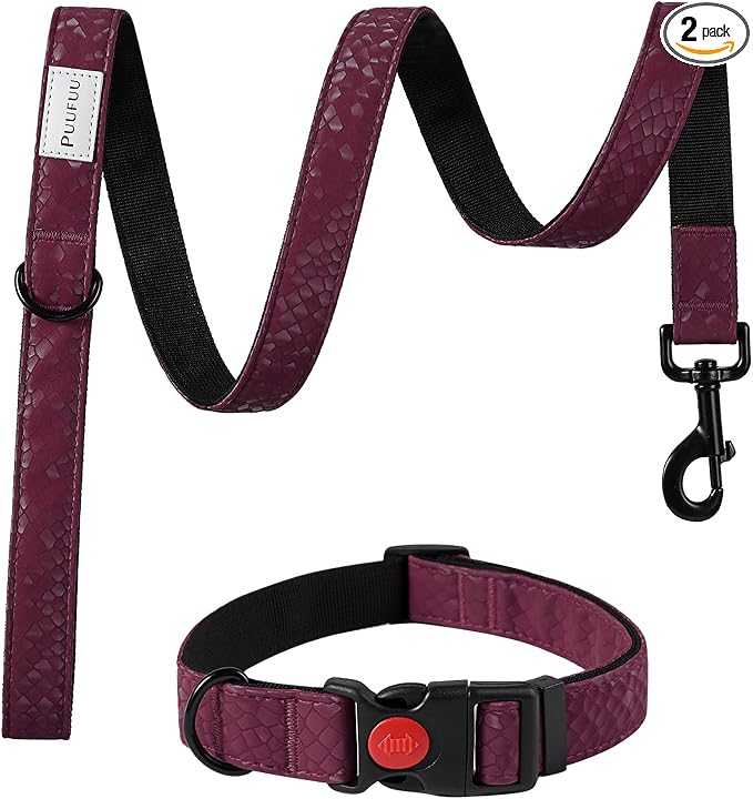 Soft Leather 4ft Dog Collar and Leash Set,Stylish 4ft PU Leather Dog Training Leash, Adjustable Durable Pet Collars with Quick Release Buckle for Large Dogs,Medium Dogs,Terracotta (red-Brown, 4 feet)
