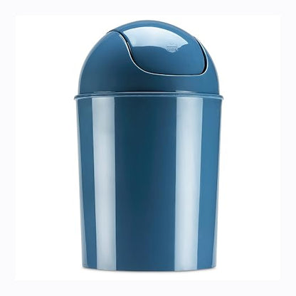 Umbra 1.25 Gallon Mini Waste Can with Removable Swing-Top Lid - Small Garbage Bin for Kitchen, Bathroom, Bedroom, Office - Compact Trash Can Fit Under Tables & Counters - Blue
