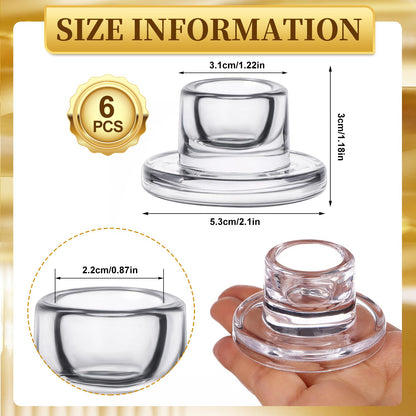 6 PCS Glass Taper Candle Holders Bulk Candlestick Holders Clear Short Tapered Candle Stick Holder Decor Set for Table Centerpiece Wedding Party Advent Christmas Home Decorations (6, Clear)
