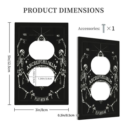 Decorative Dark Skull Gothic Skeleton Duplex Wall Plate 1-Gang Receptacle Outlet Cover Cool Halloween Funny Hippy Mystic Eyes Lovers Aesthetic Electrical Light Faceplate Switch Plate Covers