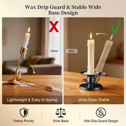 Pillar & Taper Dual Candle Holder: Fits 3" and 0.87" Diameter Candles