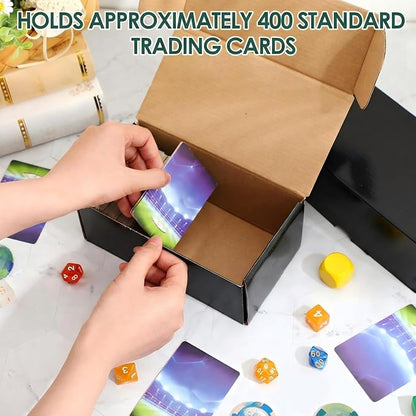 Yexiya 10 Pcs 400 Count Trading Card Storage Box Cardboard Baseball Card Storage Box Collectible Cases for Sports Gaming Cardboard Game Collecting Holder Supplies (Black)