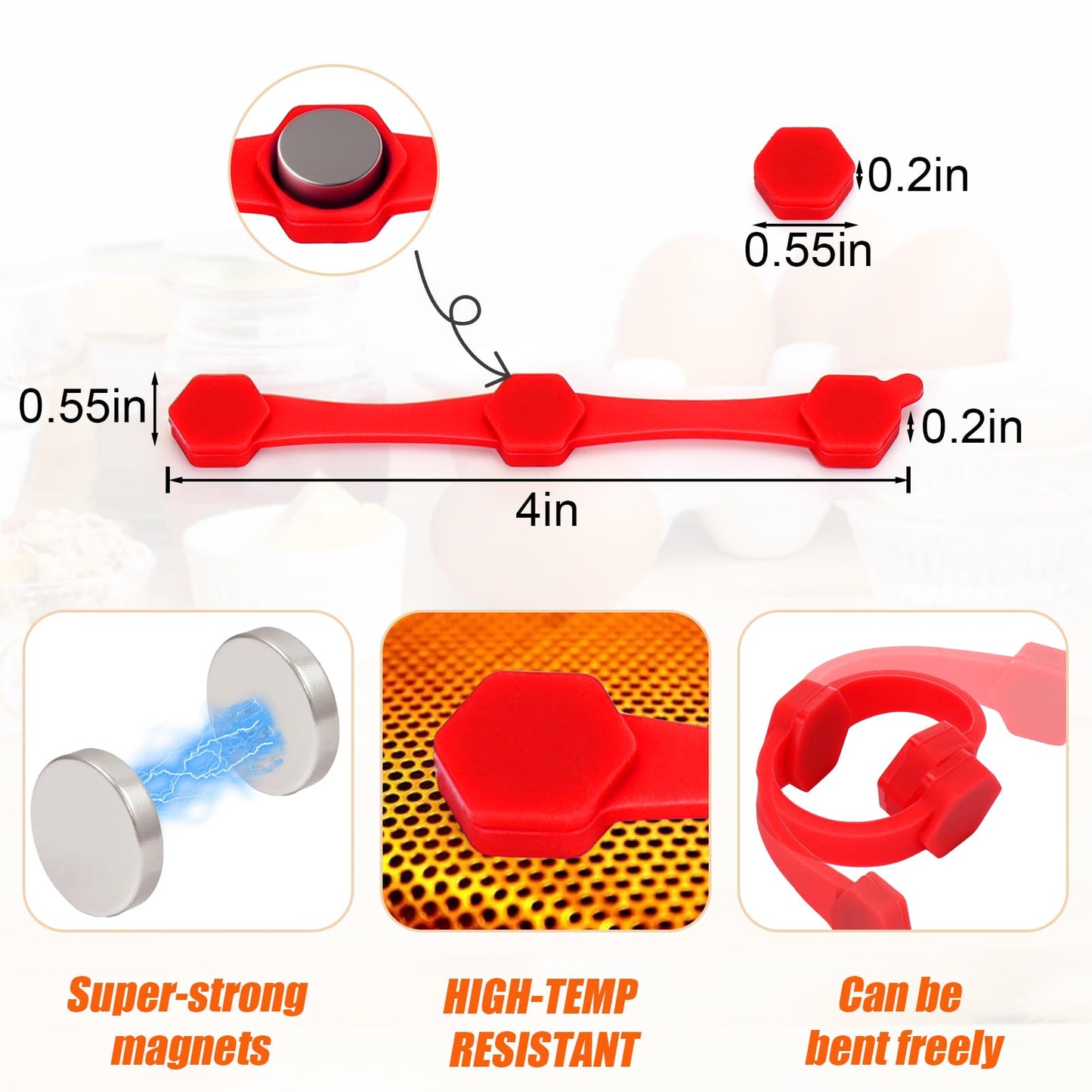 12PCS Air Fryer Magnets Silicone Buckle for Parchment Paper Liners, High-Temp Resistant Air Fryer Accessories, Prevent Burning, Safely Lock Paper from Heating Element or Covering Food (Red)