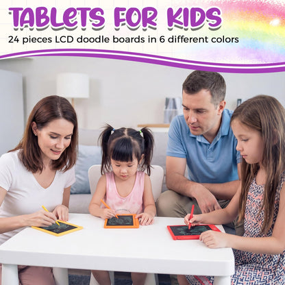 Zhehao 24 Pack LCD Mini Writing Tablet for Kids 4.5 Inch Doodle Board Bulk Erasable Reusable Electronic Drawing Pad Birthday Party Favors Goodie Bag Classroom Gifts (Rainbow Colors)