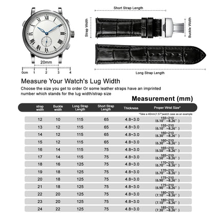 EREBUSE Genuine Leather Watch Strap 18mm 20mm 22mm, Classic Replacement Watch Band for Men Women, Soft Padded Cowhide with Silver Butterfly Deployment Clasp
