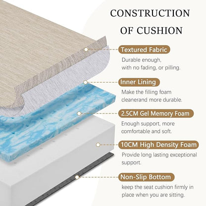 baibu Gel Memory Foam Recliner Cushions with Lumbar Support Pillow for Elderly, 20x20x5 Inch Thick Dual-Layer Patent Design Non-Slip Seat Cushion for Recliner Chair for Reduce Hip & Lumbar Pain, Beige