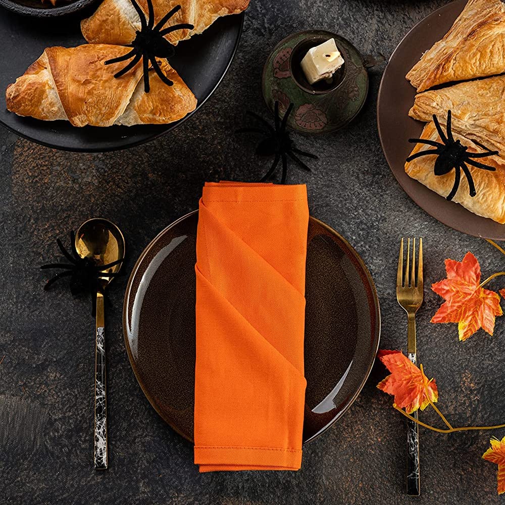 Candy Cottons Orange Cloth Dinner Cotton 18x18 in Washable Napkins Cloth|Absorbent Reusable Spring Easter Basket Decor Pk of 6 Table Napkins Cocktail Party Wedding Hotel Cafe Cloth Napkins
