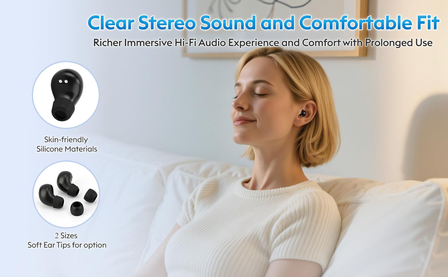 Invisible Mini Sleep Earbuds Wireless Bluetooth, Ultra-Light Comfort Fit Sleep Headphones for Side Sleepers, Unique Tumbler Portable Charging Case, Soft In-Ear Ear Plugs for Sleeping Small Ears Gym