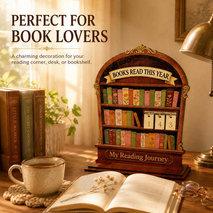 Wooden Reading Tracker, Annual Book Log for Book Lovers, Rustic Bookshelf Design, for Readers