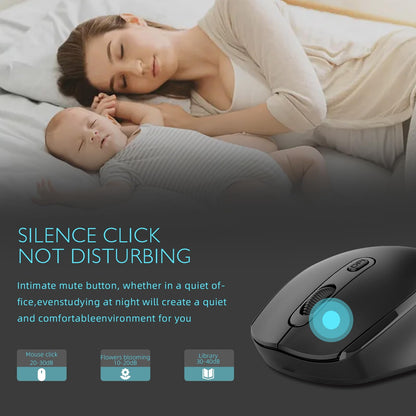 ONE-UP Wireless Mouse, 2.4G, Silent, USB Nano Receiver, for Laptop, Chromebook, PC, Mac, Windows and School Work (Black)