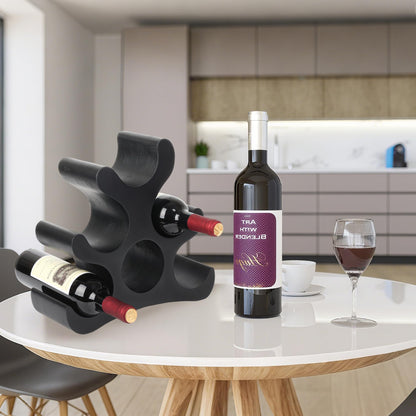 TRUDING Countertop Wine Rack - 6 Bottle Wooden Wine Rack - Freestanding Wine Bottle Holder Stand - Wine Storage Rack for Cabinet Pantry Bar Kitchen