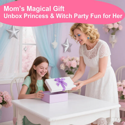 36PCS Witch Party Decorations Pink and Green Party Decorations Princess and Witch Party Favors Include Witch Hats Crowns Star Pens Broom Pencils Drinking Straws Wizard Hats for Witch Birthday Decor