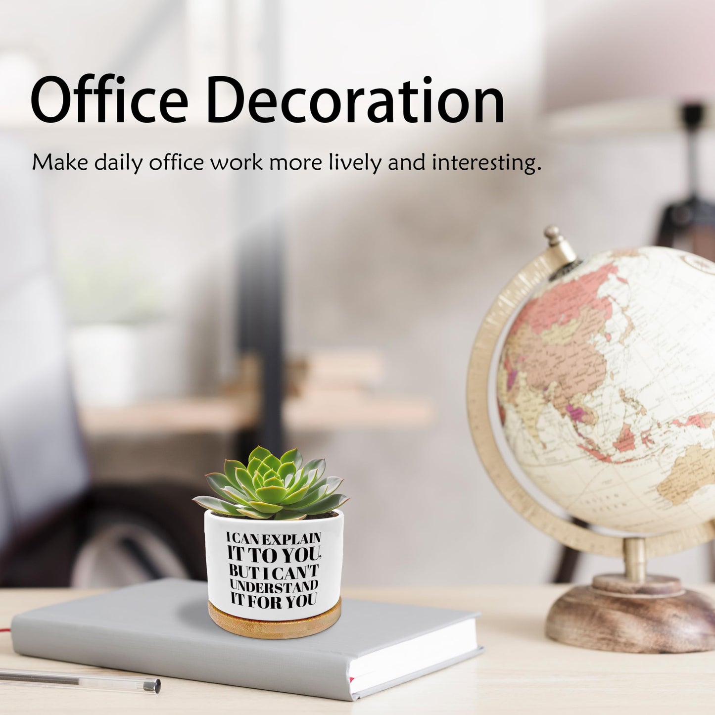 EVIHCG Humorous Quote Planter Pots, Funny Gifts for Women Men Friends Teachers, I Can Explain It to You Ceramic Succulent Plant Flower Planters for Home Office Desk Table Shelf(No Plants)