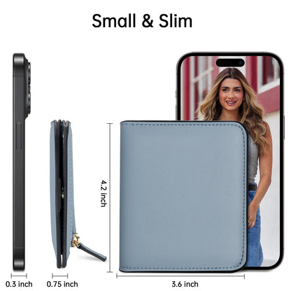Toughergun Women’s Small Slim Leather Wallet with RFID Protection, Compact Bifold Mini Purse with Clear ID Window