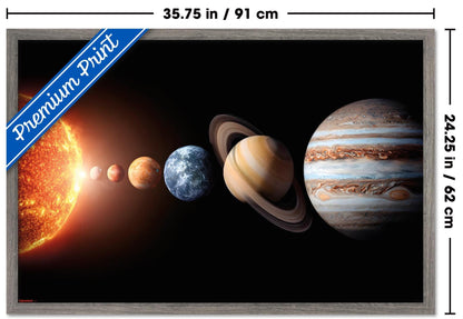 Science - Solar System Planets 26 Wall Poster, 34L" x 22.4W", Barnwood Framed Version