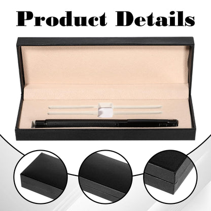 Alrhso Pen Gift Box Empty Leather Pen Box Gift Long Single Pens Cases Fancy Rectangle Sketching Collection Boxes for Women Men Birthday Business Office Supplies, Black