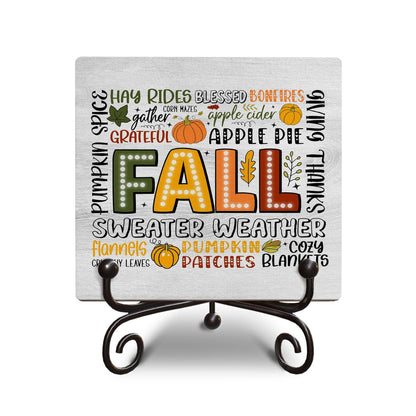Halloween Fall Decor Wooden Signs Hello Fall Pumpkin Party Gifts, for Friends Child Coworker, Funny Halloween Birthday Christmas Wooden Sign Gift, 5 x 5 Inches-G04