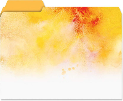 Current Brushstrokes File Folders Value Pack - Bulk Set of 24, 6 Pretty Decorative Designs, 1/3 Cut Tabs, Heavy-Duty Paper Stock, Office Supplies for Home & Work, 9-½” x 11-¾” Letter Size