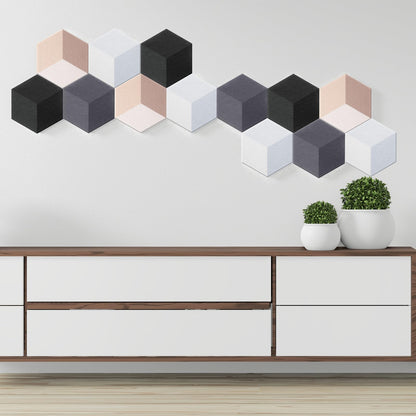 Tegeme Black 16 Pcs 6.7 x 5.9 Inches Hexagon Felt Cork Board Tiles for Walls Back to School Self Adhesive DIY Hexagon Wall Panels Notice Bulletin Board for Office Home Stickers Photos Display