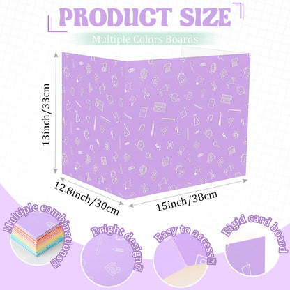 SATINIOR 24 Pcs Privacy Folders for Students, Desk Dividers for Classroom Testing, Trifold Cardboard Privacy Boards, Study Carrels Panel School Teacher Supplies(Stationery Style,Macaron Color)