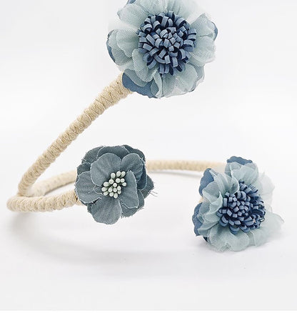 Curtain Tiebacks 2 Packs, Artificial Flower Curtain Holdbacks Clips,Flexible Curtain Buckle Elegant Decorative for Home Living Room Bedroom (Blue)