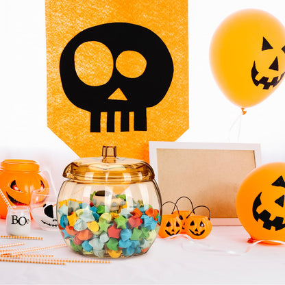 HANZE Appreciation Gifts for Teacher Women - Pumpkin Shaped Container with Lid, Plastic Pumpkin Jar for Candy, Treats, Spices, Party Ornaments, Halloween Decorations, Gift Box, Orange (2 Pack)
