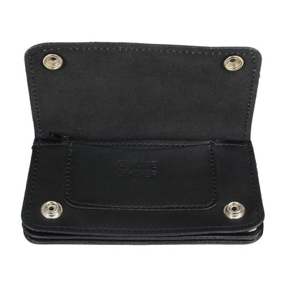 Milwaukee Leather Men's Genuine Leather Bi-Fold Biker Wallets w/Anti-Theft Stainless Steel Chain - 6 Inch