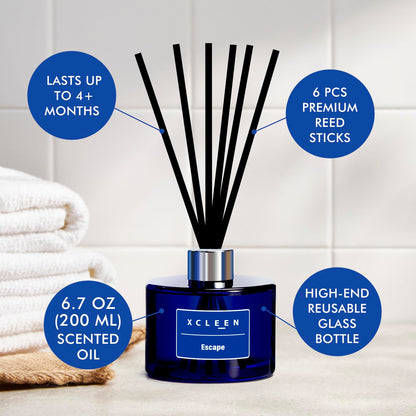 Reed Diffusers Set, 3.7 Oz Scent Diffuser, 6 Reed Diffuser Sticks, Home Fragrance Hyacinth, Peony & Citrus, Aromatherapy Oil Diffuser Reeds, More Masculine Scent, Bathroom & Office Decor 110ml