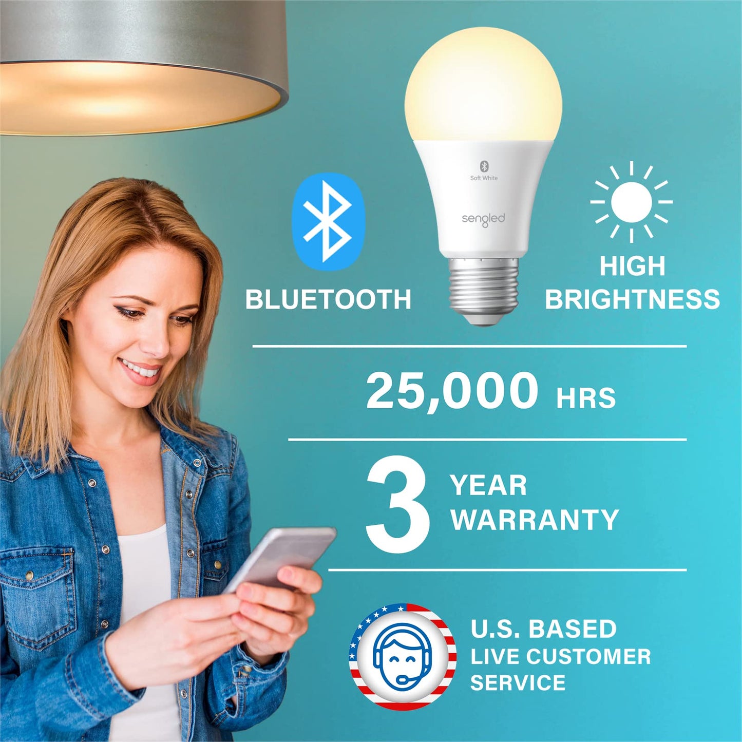 Sengled Smart Light Bulbs, Color Changing Alexa/Bluetooth Mesh, Dimmable LED Bulb A19 E26 Multicolor, High CRI, High Brightness, 8.7W 800LM, 1Pack