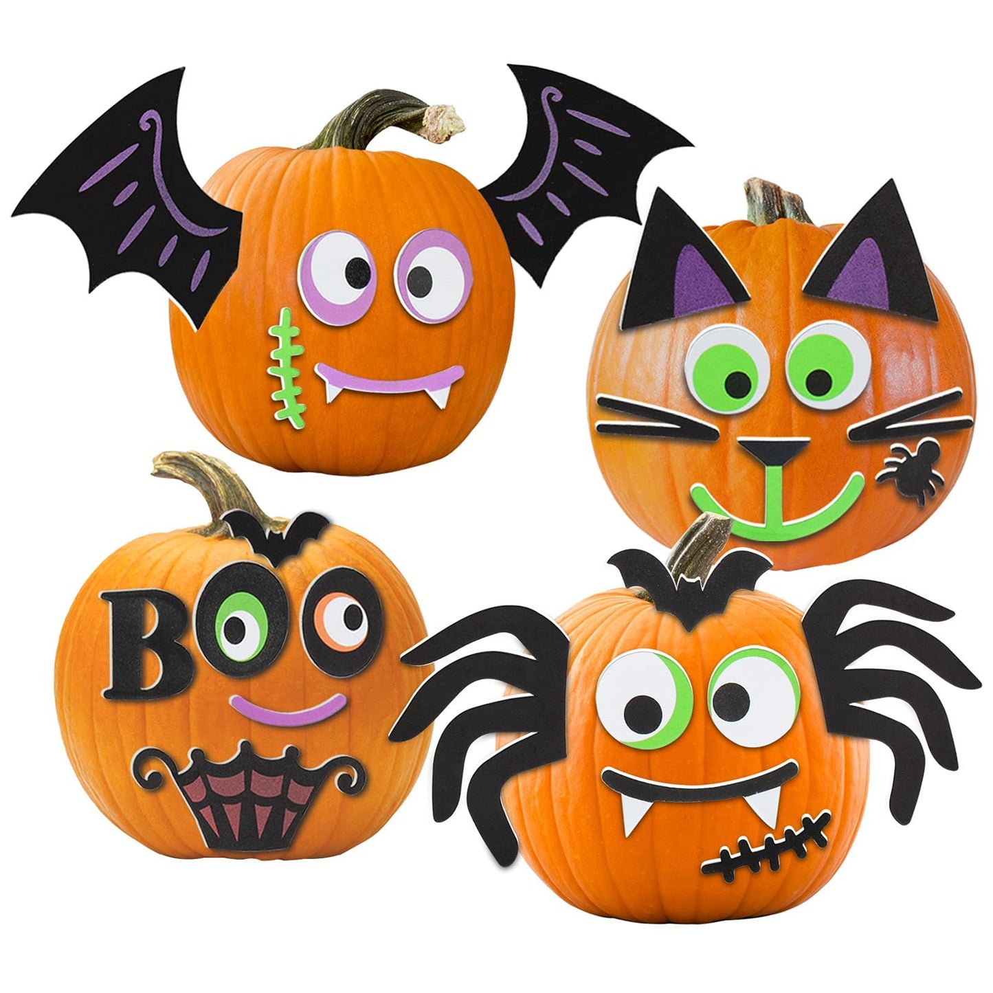 16 Packs Foam Halloween Pumpkins Decorations Stickers, Make Funny Pumpkins Craft Kits for Holiday Decor Kit Party Best Gift for Kids Adult Girls Boys DIY Jack-O-Lantern Pumpkin