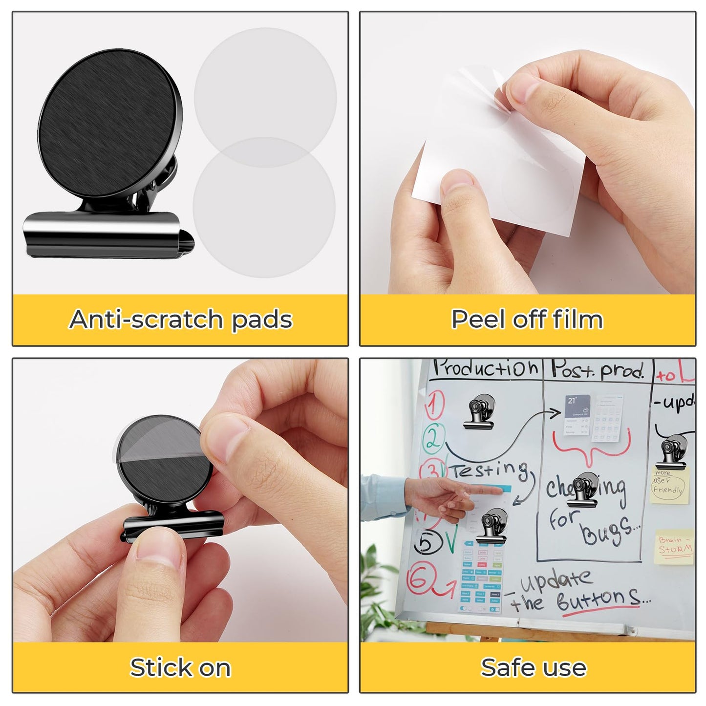 WUDIME 20 Pack Magnetic Clips, Fridge Magnets Refrigerator Magnets, Black Magnet Clips for Whiteboard, Clip Magnets for Photo Displays, Home, Office, Classroom