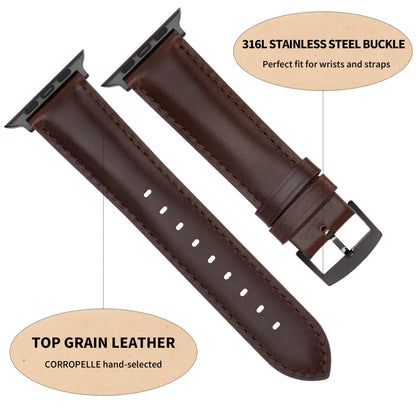 CORROPELLE Leather Watch Bands Compatible with Apple Watch 42mm 41mm 40mm 38mm for Men Women, Top Grain Genuine Leather Straps Replacement Band for iWatch Series 11 10 9 8 7 6 5 4 3 2 1 SE3 SE2 SE