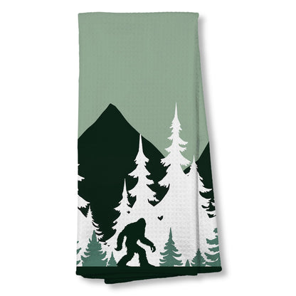 ZNGFON Funny Bigfoot Sasquatch Forest Kitchen Dish Tea Towels 16x24, Camper Decor Hand Towels for Bathroom, Camping Camper Bigfoot Gifts for Women,Big Foot Sasquatch Gifts