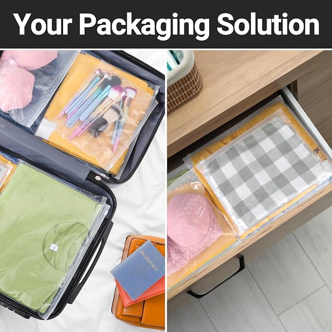 Bikini Bags Organizer Clear, Plastic Shirt Bags for Small Business, Swimsuit Swimwear Bathing Suit Storage, T Shirt Packaging, 10x8 inch, Pack of 50, 3 Mil with Vent Holes