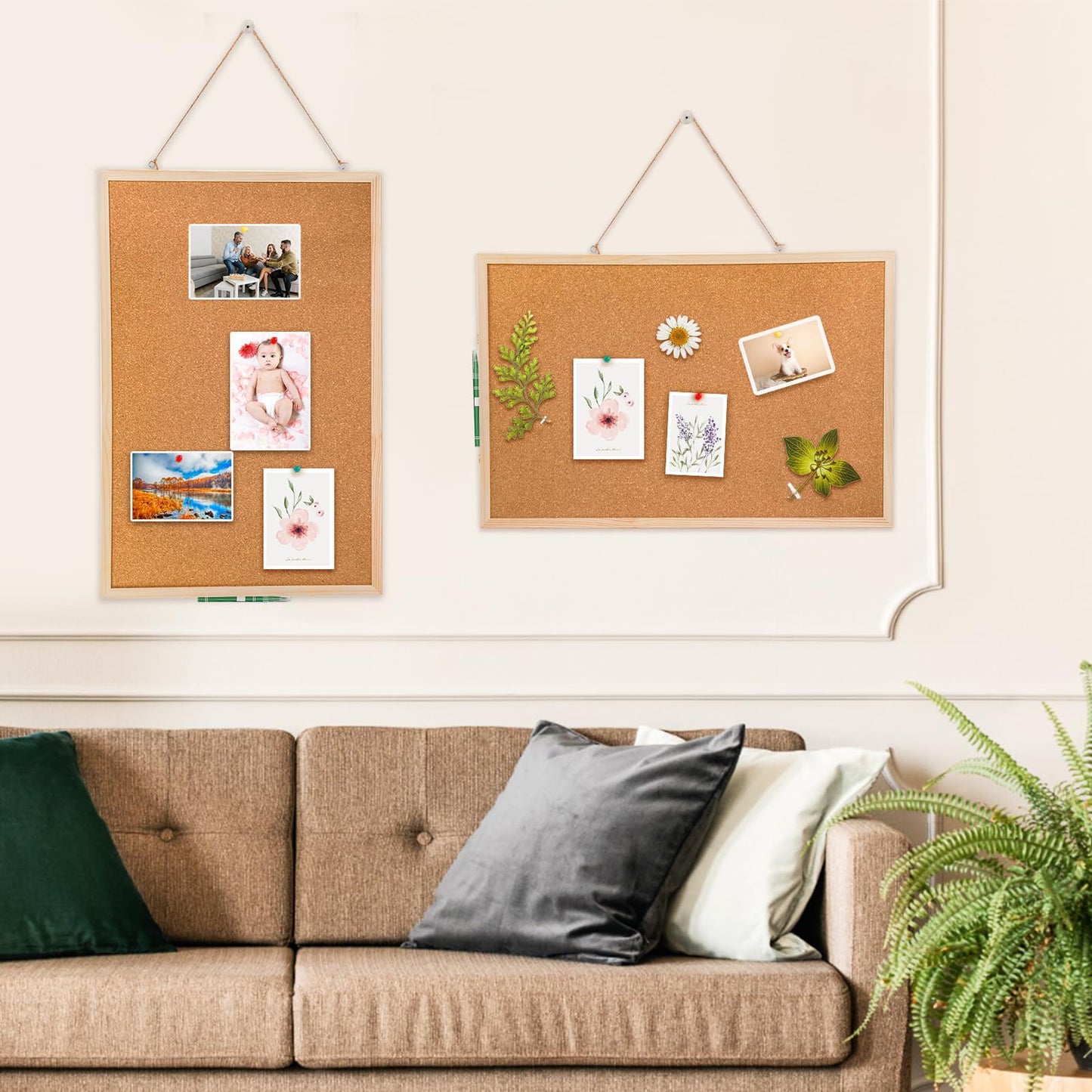 Lyellfe 3 Pack Cork Boards for Walls, 24''L x 16''W Large Bulletins Board with Frame, Push Pins, Thick Notice Board for Office School Home Decor, Two-Side Cork