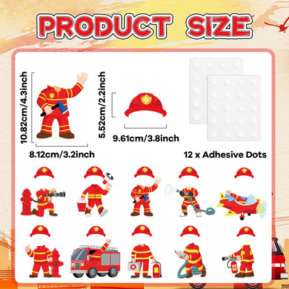 60pcs Firefighter Cutouts Fire Truck Bulletin Board Decorations Fireman Theme Paper Cut-Outs Classroom Decorations for Boy Girl Classroom DIY Craft Photo Kindergarten Preschool Wall Door Supplies