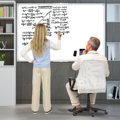 Offi-eqp Magnetic Dry Erase Board 60x40 Inches, Foldable Whiteboard with Silver Frame for Classroom, Office and Home - 5x3.5 Ft, Non-Glare Surface, Full Magnetic Accessory Kit Included