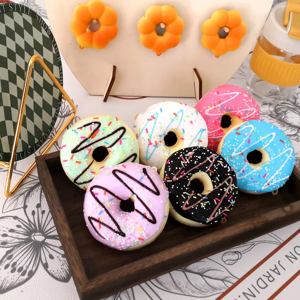 MOLUMIX 6 Pcs Fake Donuts, Realistic Artificial Fake Doughnut Model Photography Props Home Decoration