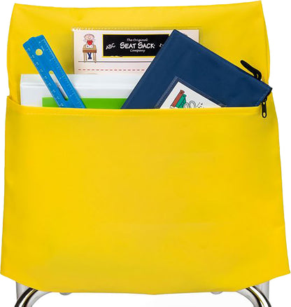 Seat Sack Student Chair Storage Pocket - 12", Classroom Chair Organizer for Student Desks, Durable Over-the-Chair Storage, Yellow, 1-Pack