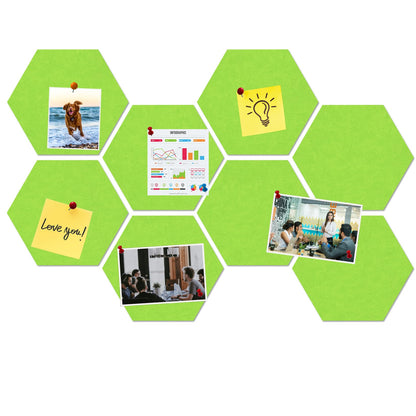 HULAVO Large Hexagon Felt Cork Board Tiles, Self Adhesive DIY Felt Bulletin Board Pin Board with 35 Pushpins for Office School Home Wall Decor Stickers Memos Photos Display(Bright Green)