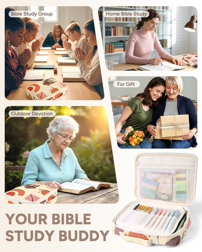 WEMATE 146PCS Bible Journaling Kit with Bag, No Bleed Highlighters and Pens, Tabs, Prayer Cards, Washi Tape, Sticky Notes, Annotation Study Supplies, Christian Gift for Women, College Stationery