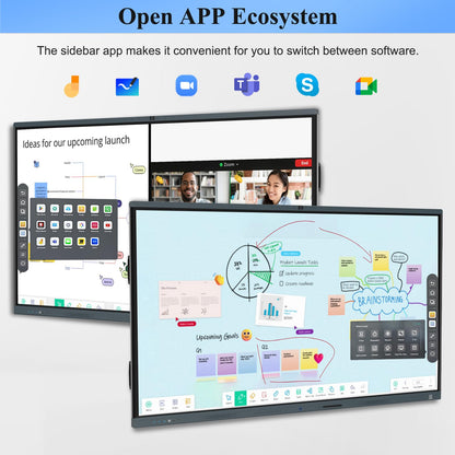 LINGHUFOX 86'' Smart Board, 4K Touch Screen Interactive Whiteboard Display, AI Camera with 8 Mics, Android 13.0 8+128G, All in One Smartboard for Classroom Office Home (Board+Wall Mount)