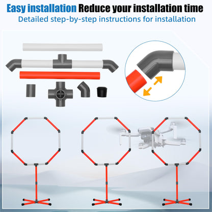 Drone Obstacle Course Kit, 3 Sets of 27” Hoop Size - Large-sized Loop for RC FPV Drone Beginners, Reducing The Risk of Collision, Portable Game Loop Gate System with Separate Storage Bag