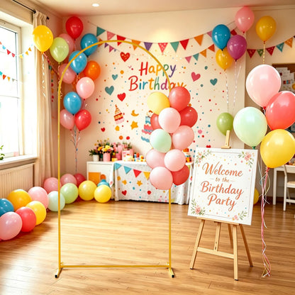 Vincidern 6.6 FT Wedding Arch Backdrop Stand for Party, Balloon Arch Stand, Wedding Arches for Ceremony, Metal Arch Backdrop Stand for Baby Showers, Birthday Party, Events Decoration Door Frame Gold
