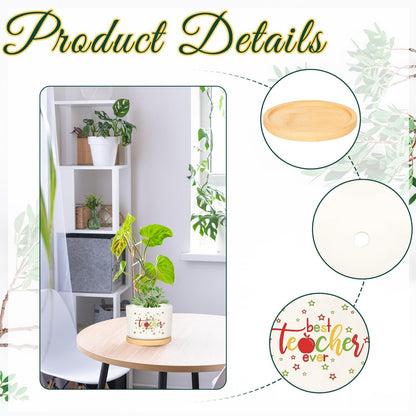 Denylo pro 4 Pcs Christmas Appreciation Gift Succulent Pots Mini Ceramic Plant Pot for School Counselor Coworkers Employee Appreciation with Boho Style