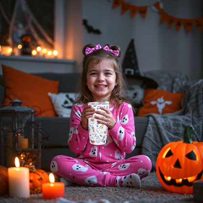 Whaline Halloween Ghost Tumbler 20oz Stainless Steel Travel Tumbler with Lid Straw Brush Cute Ghost Bat Coffee Mug Cup Halloween Boo Spooky Gifts for Women Travel Birthday Horror Gift