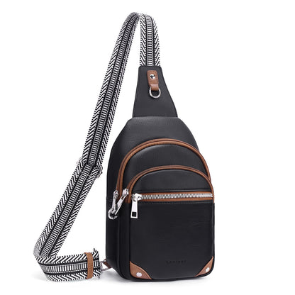 Lexiyat Anti Theft Crossbody Bags for Women Travel Chest Sling Bag Leather RFID Purse Fanny Pack Black